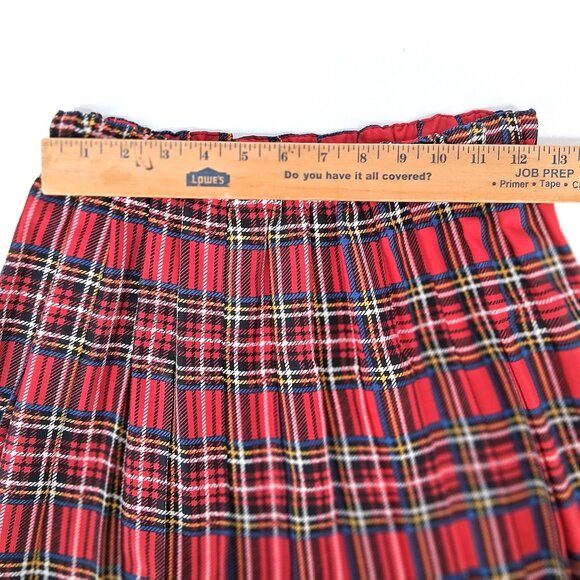 Marisa Christina Classics Vintage Rayon Plaid Floral Border Pleated Midi Skirt S - Picture 8 of 9